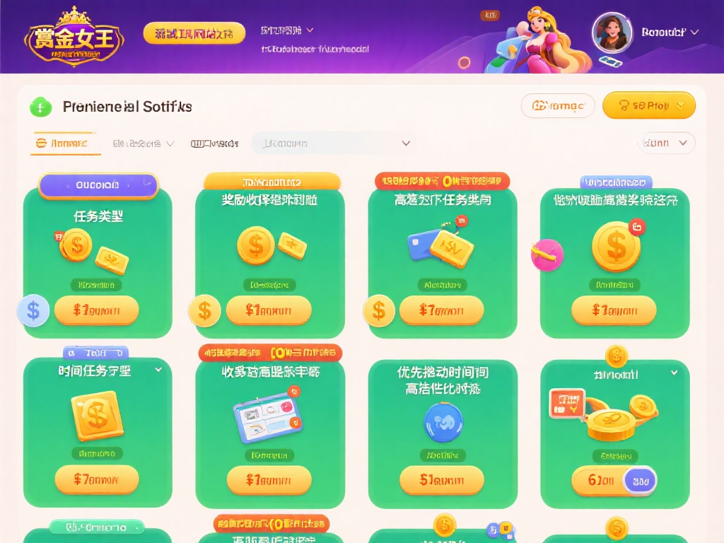 选择奖励收益高的任务类型
在玩赏金女王试玩网站中